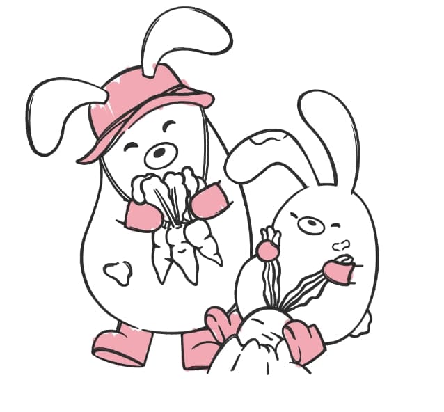 エンイベのキャラクターうさぎの親子